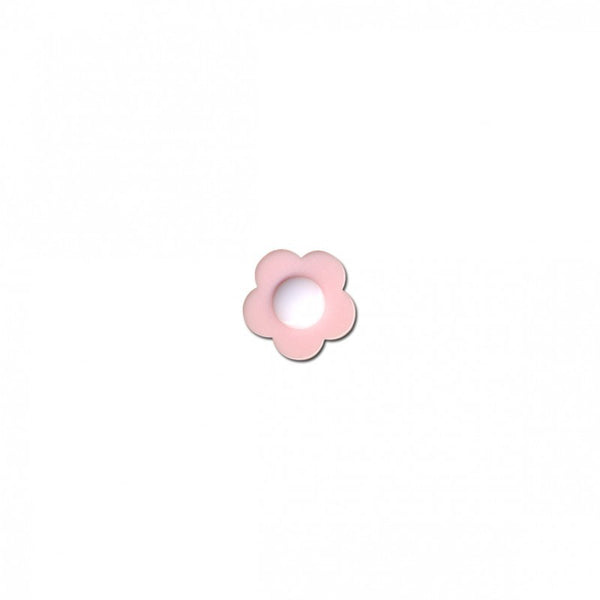 Boutons fleur naïve 14mm -  rose layette coeur blanc (prix à la pièce)