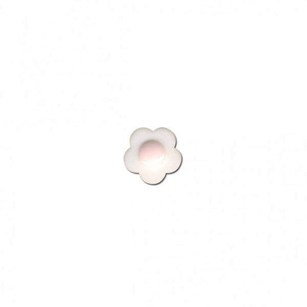 Boutons fleur naïve 14mm -  blanc coeur rose layette (prix à la pièce)