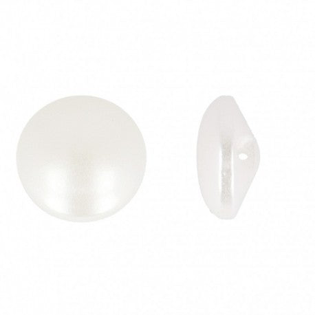 Boutons perles plates blanches 11mm (prix à la pièce)