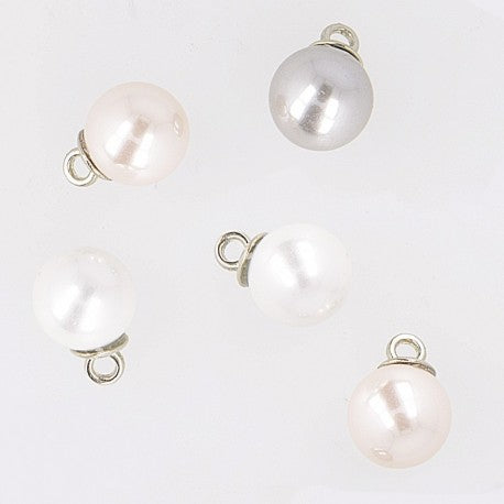 Boutons perles rondes à pied 10mm blancs (prix à la pièce)