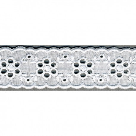 Galon de broderie anglaise blanche - Claudia -  30mm (prix au 50cm)