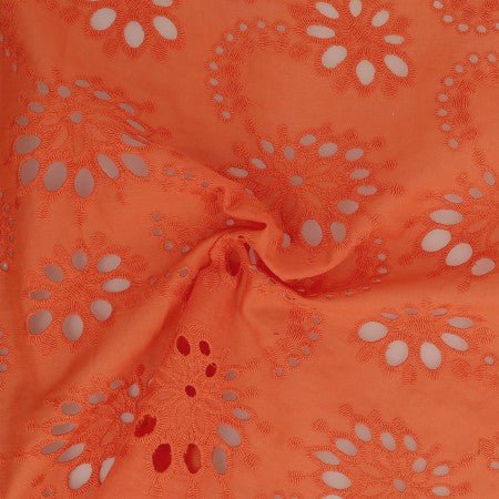 Broderie anglaise "Daisy" orange - 100% coton (prix pour 10cm)