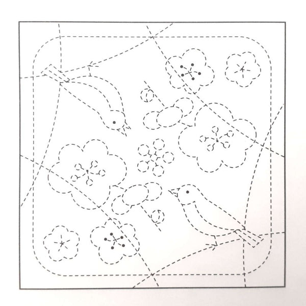 Toile Hana-Fukin Suzume pour la réalisation de broderie Sashiko sur fond blanc  (prix pour le coupon de 31cmX31cm)