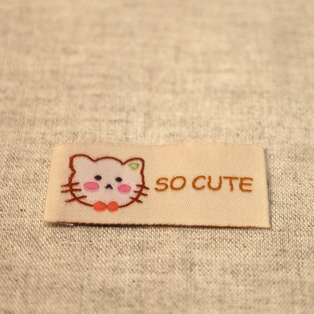 Lot de 10 étiquettes "So Cute" petit chat (prix pour le sachet de 10)