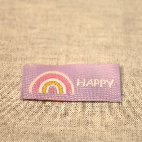 Lot de 10 étiquettes "Happy" arc en ciel (prix pour le sachet de 10)