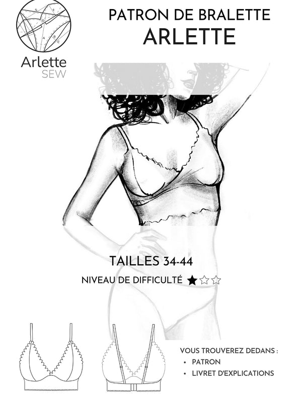 PDF - Patron digital de la bralette Arlette (34 au 44)