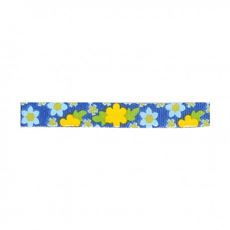 Galon fleurs bleu - 10mm (prix au mètre)