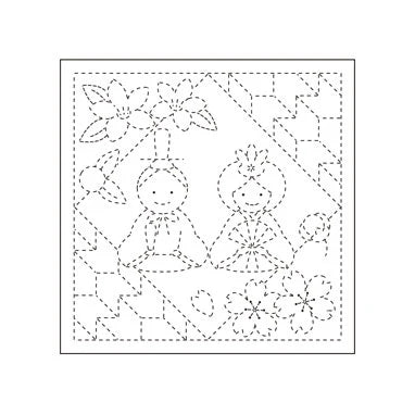 Toile blanche Hana-Fukin hina matsuri pour la réalisation de broderie Sashiko (prix pour le coupon de 34cmX34cm)