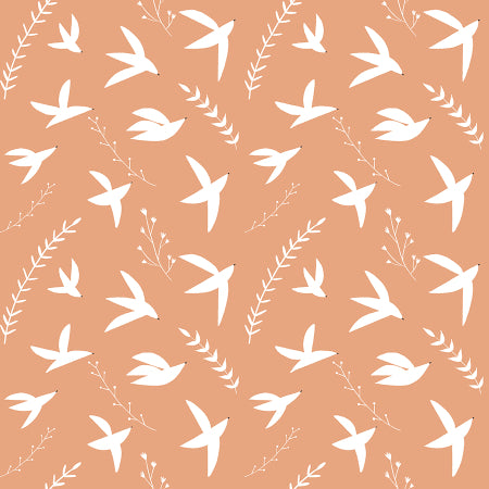 Superbe coupon 3m de popeline RJR Fabrics - "Pond life birds vieux rose" - 110cm de large