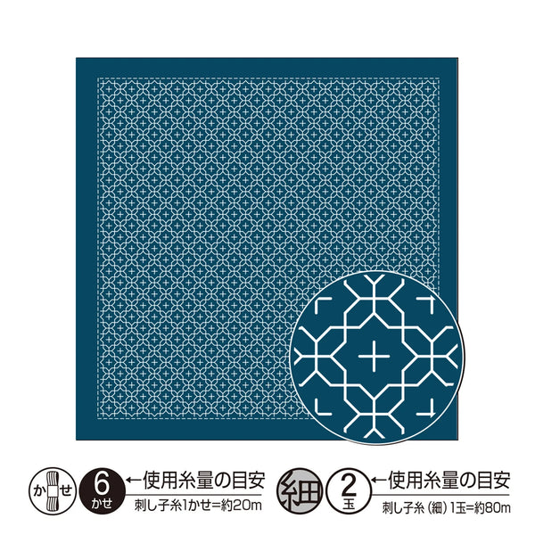 Toile indigo pour hitomezashi - écailles de tortue (prix pour le coupon de 34cmX34cm)