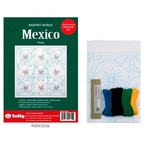 Set Hana-Fukin "Mexico : les pensées" pour la réalisation de broderie Sashiko (prix pour le set)