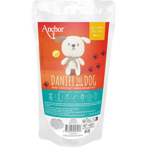 Kit crochet - Daniel le chien ht 9cm - marque Achor (prix pour le set)