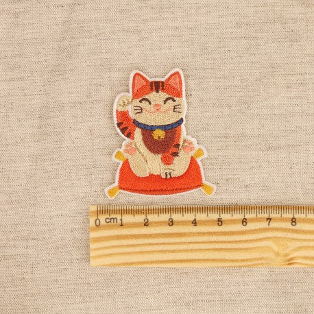 Patch thermocollant chat / maneki neko rouge orangé - (prix à la pièce)