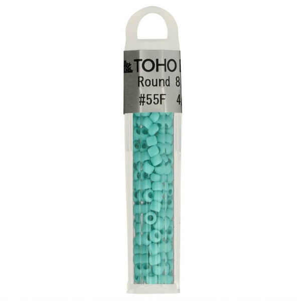 Perles de verre de marque japonaise Toho couleur B-55F vert d'eau mat (prix pour le tube de 4g)