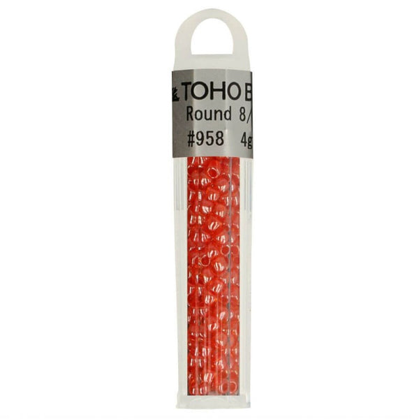 Perles de verre de marque japonaise Toho couleur B958 orange (prix pour le tube de 4g)