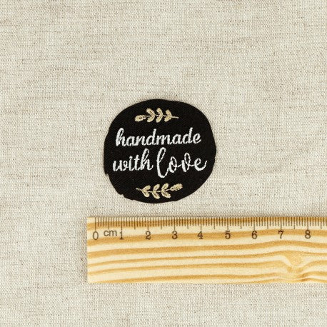 Patch thermocollant "handmade with love" noir - (prix à la pièce)