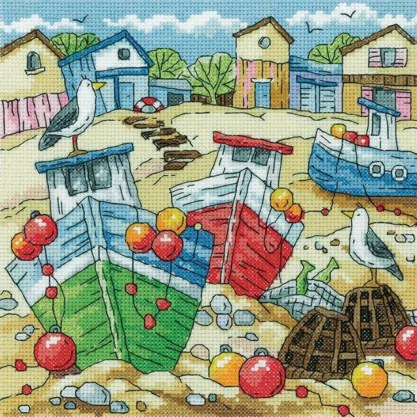 "Beach Boats" by Karen Carter - de la marque anglaise Heritage Crafts - kit point de croix (prix pour l'ensemble)