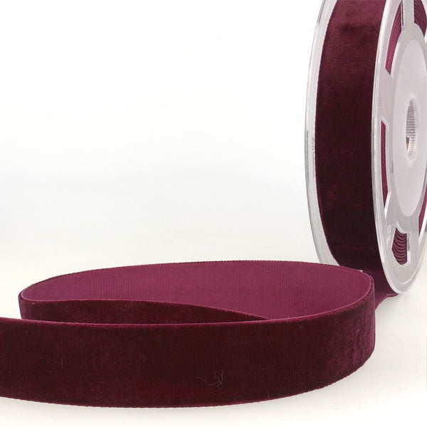 Ruban velours haute densité - 16mm - bordeaux (prix au mètre)