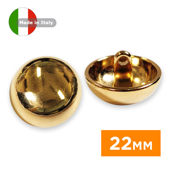 Boutons demi-boule hussard doré en métal de 22mm - production italienne (prix à la pièce)