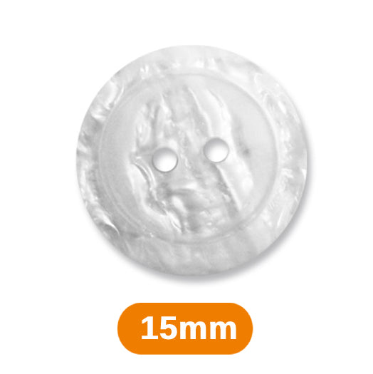 Boutons marbrés 2 trous 15mm - blanc (prix à la pièce)