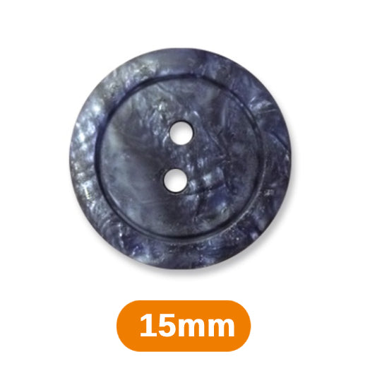 Boutons marbrés 2 trous 15mm - bleu ardoise (prix à la pièce)