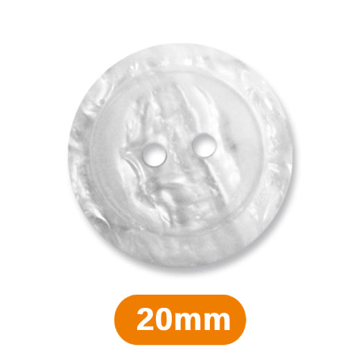 Boutons marbrés 2 trous 20mm - blanc (prix à la pièce)