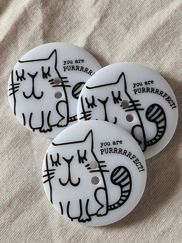 Boutons fantaisie "You are purrrrrfect" 38mm (prix à la pièce)