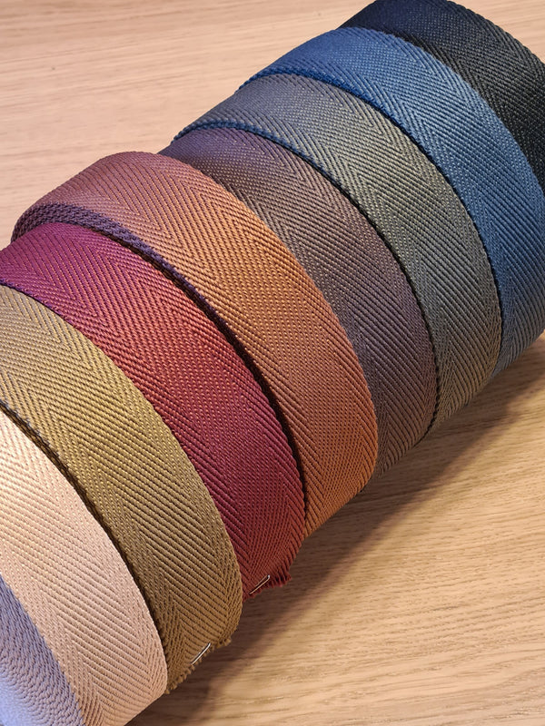 Sangles tissées épaisses au motif de chevrons de 38mm - choix de plusieurs coloris (Prix pour 50cm)